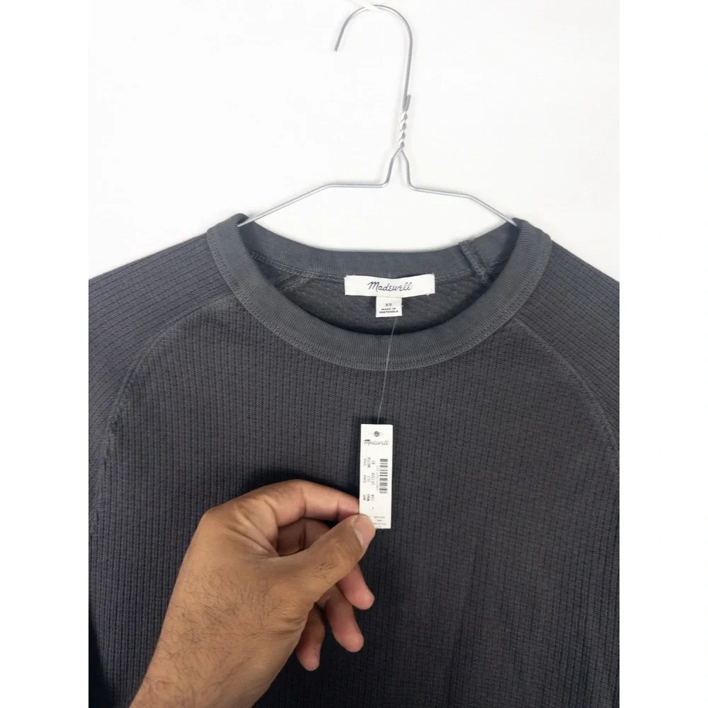 NWT Madewell‎ Womens Sweater XS Heather Gray Pullover Solid Knit Cotton